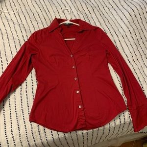 Red long sleeve button down from Express